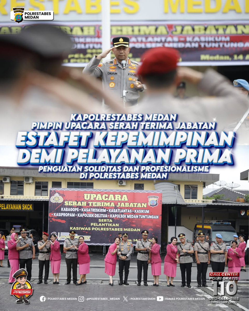 RestabesMdn's tweet photo. Rotasi dan mutasi jabatan kembali dilakukan di lingkungan Polrestabes Medan sebagai bagian dari dinamika organisasi yang bertujuan memperkuat profesionalisme serta meningkatkan kualitas pelayanan kepada masyarakat. https://t.co/d93bc6tl7R