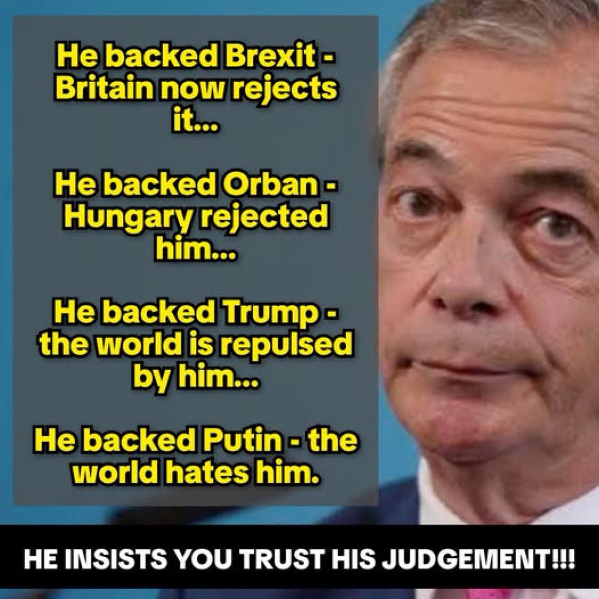 VineyBernard's tweet image. ..

@Nigel_Farage is #unfit for high office on every significant level

#ReformUK #exTories are #hypocrites and #selfish #opportunists of the worst kind

@GBNEWS is a #disgraceful #propaganda channel #peddling #divisive and #extremist #claptrap 24 hours a day - 

Where’s @Ofcom⁉️