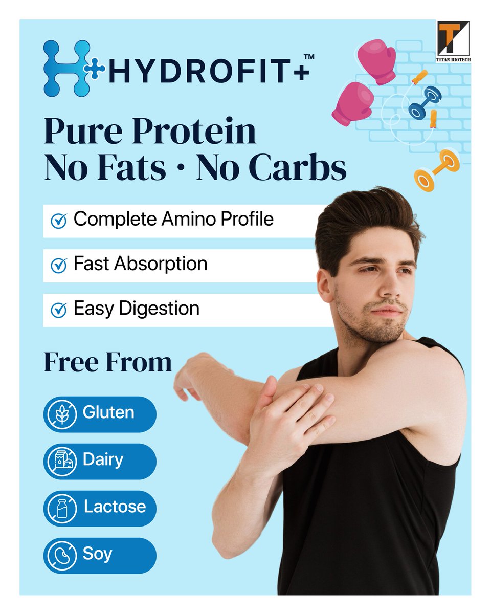 TitanBiotech's tweet image. Clean protein, no extras.
HydroFit+™ delivers a complete amino profile with fast absorption &amp;amp; easy digestion, zero fats, carbs, sugars, gluten, dairy, lactose &amp;amp; soy.
Built for advanced nutrition formulas.
Learn more: titanbiotechltd.com/pharma-nutra/h…

#HYDROFITPlus #CleanProtein #B2B
