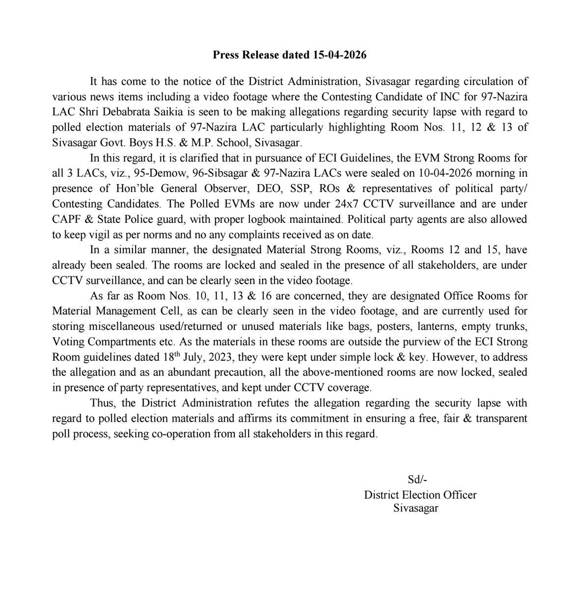 District Commissioner, Sivasagar tweet media