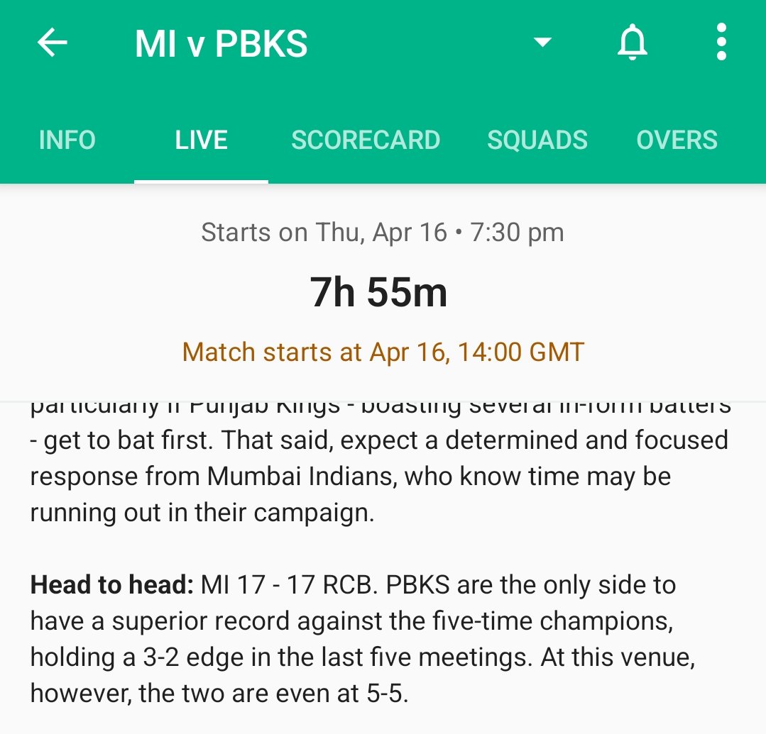 Bheemu8's tweet photo. Hi @cricbuzz ,

Today's match is between MI and PBKS. 

In head to head you mentioned the RCB name.

This shows how RCB is ruling in your mind.😂😂😂😂 https://t.co/iMF0FSgx3O