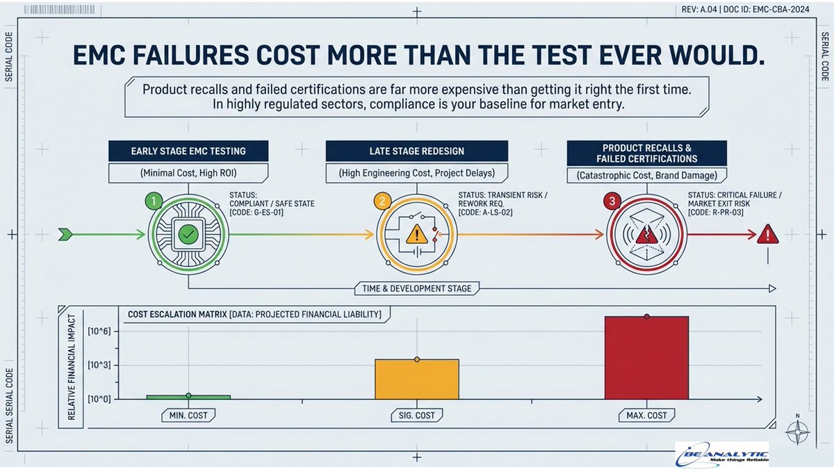 beanalyticsol's tweet image. Three sectors. One lab. One test report.
CISPR 25 • DO-160 • MIL-STD-461 all converge at BE Analytic, Bengaluru.
Your single NABL-accredited gateway for automotive, aerospace &amp;amp; defence.
#EMC #Compliance