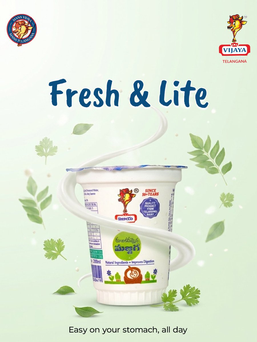 vijayadairytg's tweet image. Beat the summer heat, the natural way.

Light, refreshing, and easy on your stomach - Vijaya Dairy Telangana Buttermilk keeps you cool, energized, and comfortable all day.

Stay fresh. Stay light. Choose Vijaya.
.
.
#VijayaDairyTelangana #Buttermilk #TrustedQuality #StayCool