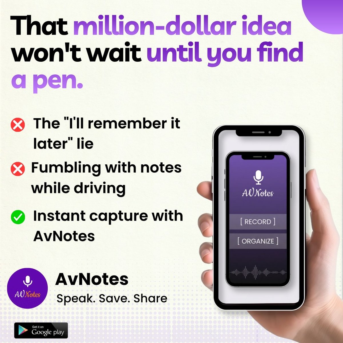 panalinks's tweet photo. Great ideas don’t wait.
Capture them instantly with AvNotes 
Tap, speak, and save in seconds. No typing needed.

Download now:
https://t.co/SoF2xqU4Xd

#avnotes #voicenotes #ideas #productivity #panalinks https://t.co/9vKVhMeQA2