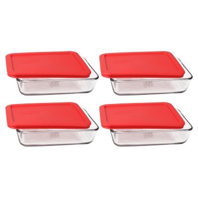 Pyrex 7201-PC 6 Dark Red Round Plastic Cover Lid New for 4 Cup Glass Bowl 2PK e