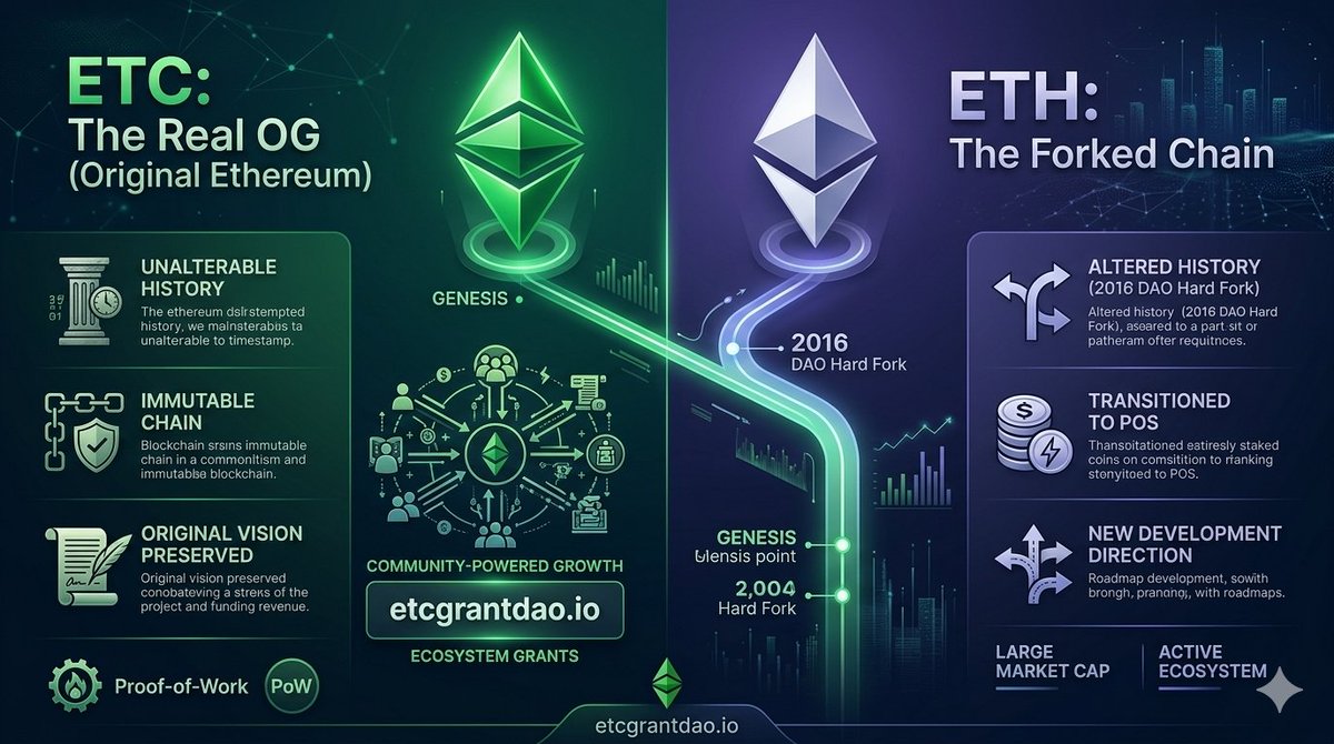 mark_greaat's tweet image. In a space driven by constant upgrades and shifting narratives, it’s easy to forget where it all began.

Ethereum Classic isn’t just another blockchain it’s the original Ethereum, preserved exactly as intended. When the ecosystem faced its defining moment, $ETC chose immutability
