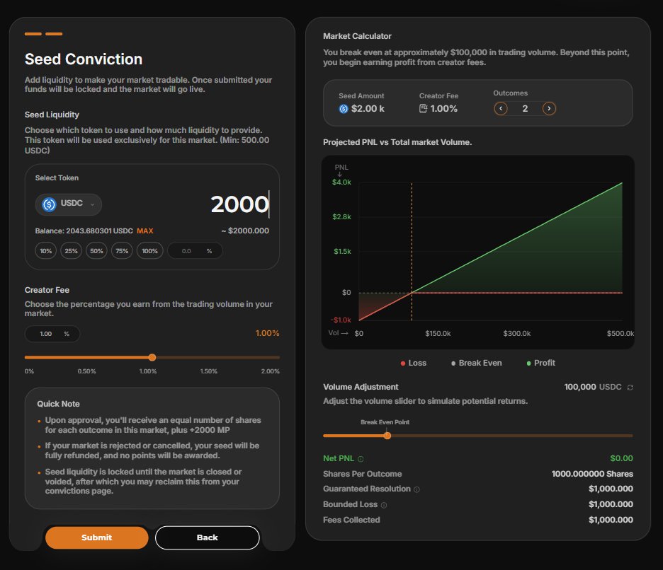 MidasHandxyz's tweet photo. How to create your own Conviction / Prediction Market via #MidasPredict on @LitecoinVM ?

Step 1 : Go to https://t.co/YoA88g74un
Step 2 : Key in what you would like to create with Ai Assistant with "Generate Conviction" or alternatively you can create manually.
Step 3 : Check all details, upload conviction photo
Step 4 : Click "Accept Conviction" and then Accept the timing
Step 5 : Seed liquidity to your conviction, minimum 500 $USDC, the higher your seeding liquidity the better trading experience and the better trading volumes on the go
Step 6 : Choose your creator fee / trading fees raging from 0 to 2% as creator reward
Step 7 : Click "Submit" and your conviction will be approved by our system / admin / AI within 24 hours.