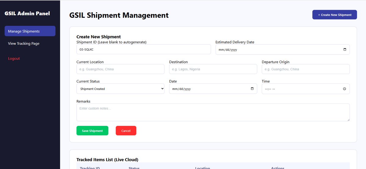 AbimbolaDa31415's tweet image. The engine behind GSIL is live! 🧠
​We’ve engineered a dual Admin/Staff dashboard to manage shipments with precision. From dynamic ID generation to role-based access, we’ve built the "brain" that powers the tracker. Next: Saving to the Cloud. 
​#Webixon #GSIL #WebDev #FrontEnd