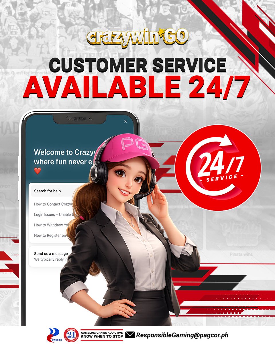 _CrazyWinGO's tweet photo. Need assistance? Our Customer Service team is available 24/7 to help you anytime.

#CrazywinGO #CrazyWinners #CustomerService #Support24x7 #HereToHelp https://t.co/qGOtOwUzTM