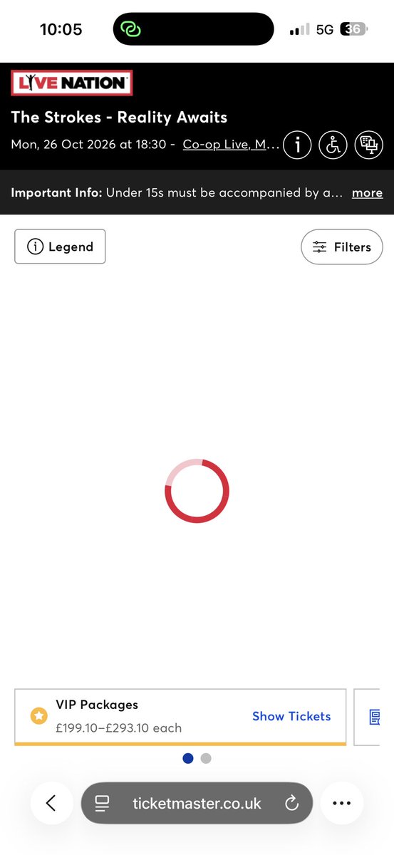 sofiruoc's tweet photo. @TicketmasterUK missed out on tickets because this wouldn’t load and when it did they were all gone. ☹️ https://t.co/EtmTBLU7ey