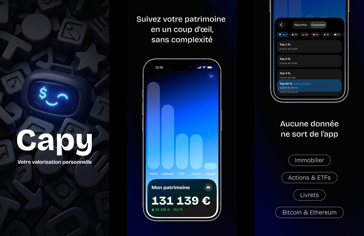 🔥 Nouvelle app : Capy, pour suivre votre patrimoine financier gratuitement, tout en gardant le contrôle de vos données.

Disponible sur iOS et sur macOS avec une version adaptée.