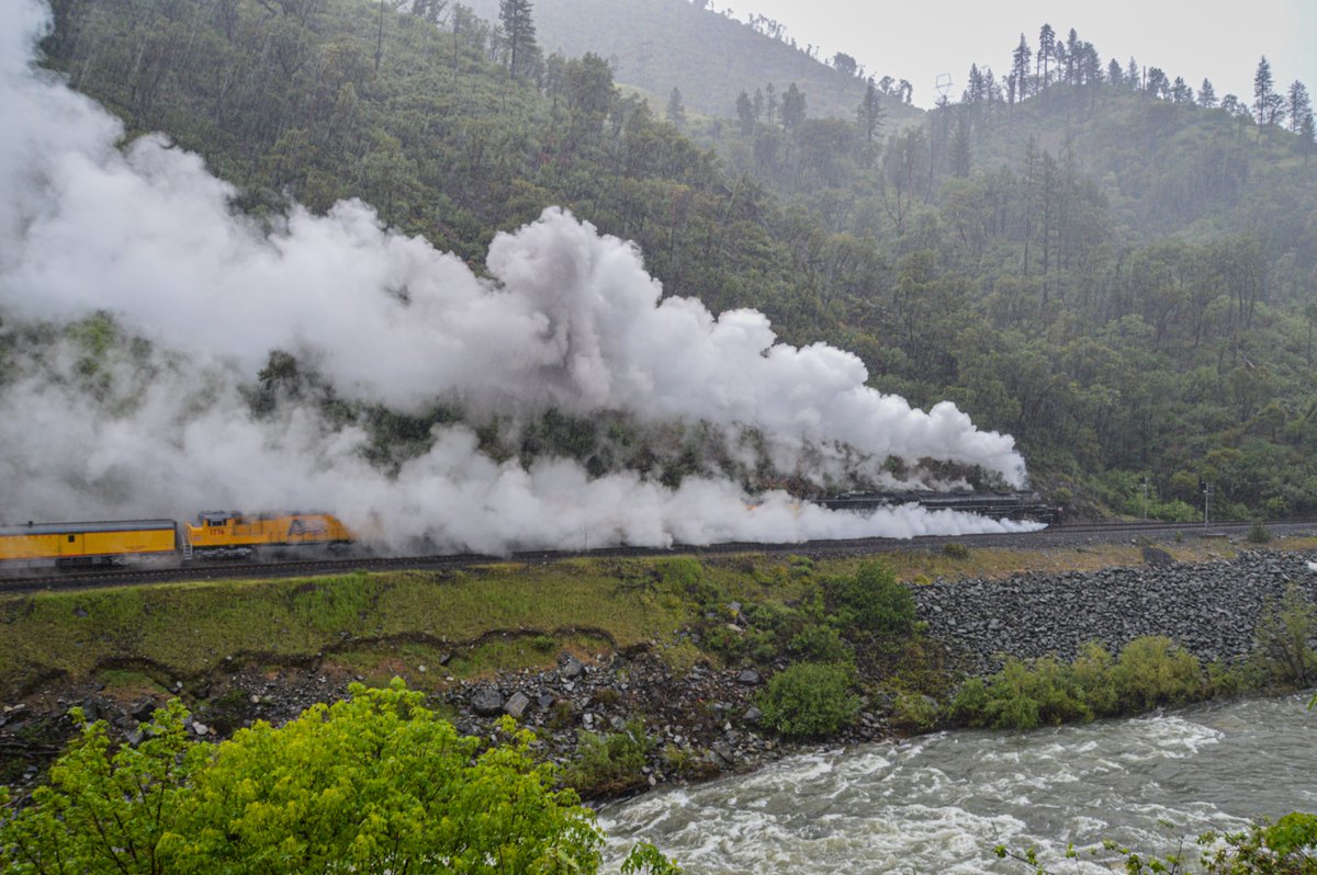 Big Boy making her way up the Feather River Canyon. Raw sound and steam in the moment