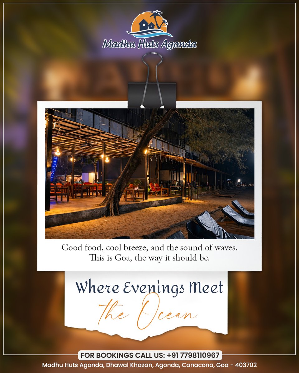 madhuhutsagonda's tweet image. Where evenings meet the ocean 🌊✨
Enjoy peaceful nights, good food, and the soothing sound of waves at Madhu Huts Agonda.

Your perfect Goa escape is waiting.

📞+91 7798110967
🌐 madhuhutsagonda.com
📩 DM us for reservations

#goa #southgoa #goavibes #beachstay #exploremore