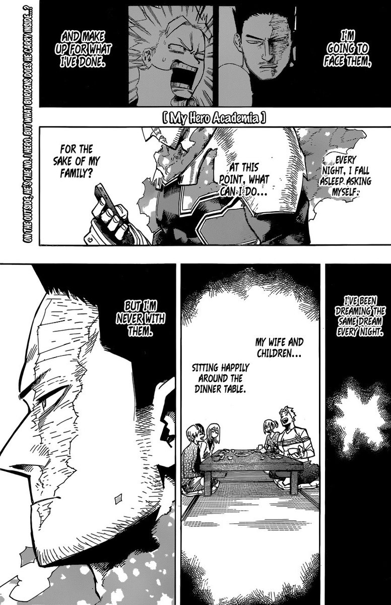 enji is lucky that despite all the horrors he has experienced, he only sees such a peaceful dream at night 

I mean, of course he's not there, it hurts, but he could have dreamed of worse things like toya's death or his dads