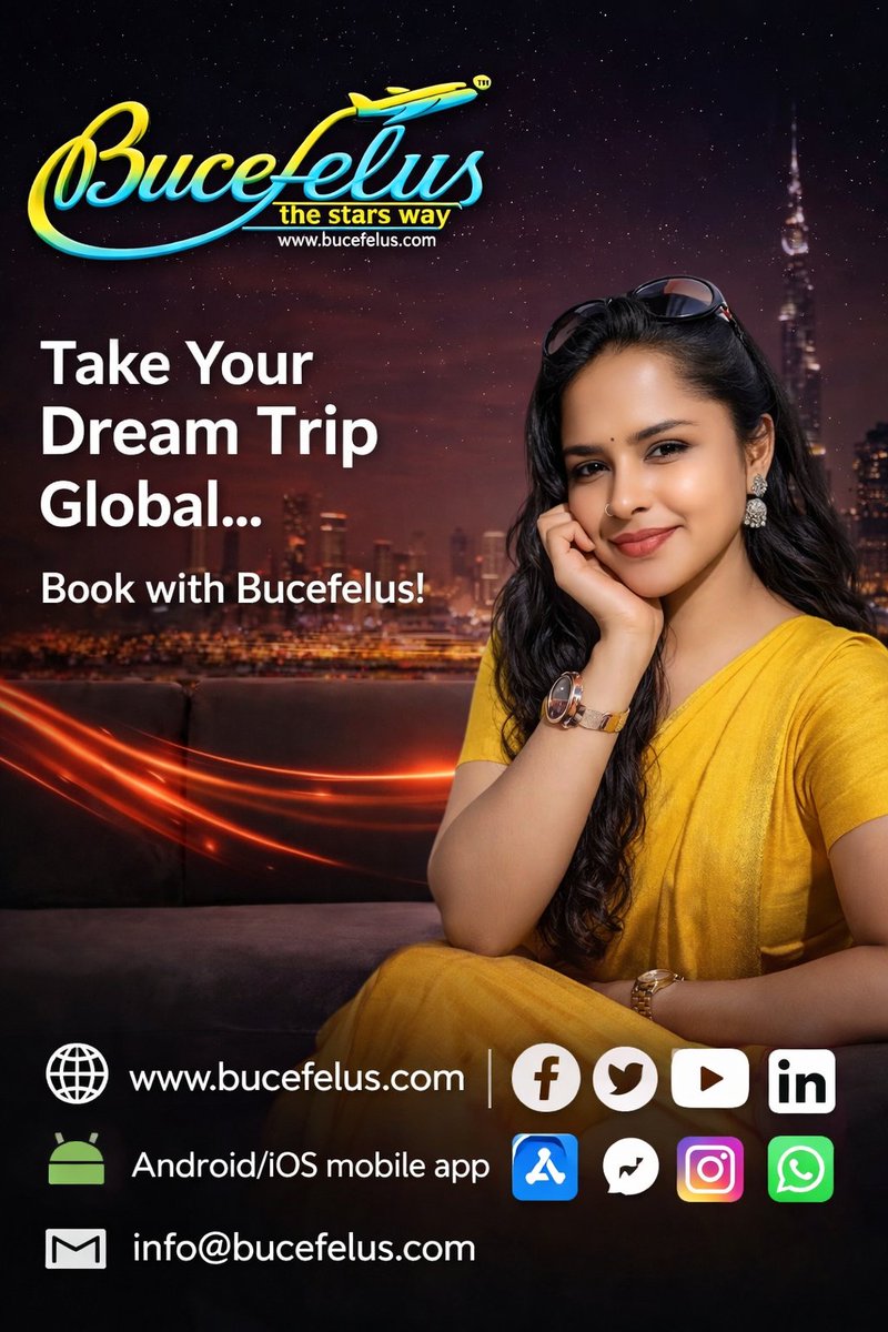 Bucefelus's tweet photo. 🌍✨ Take Your Dream Trip Global with BUCEFELUS! ✨🌍
Turn your travel dreams into reality with BUCEFELUS – THE STARS WAY ⭐
✈️ Book Flights | 🏨 Hotels | 🛂 Visa Assistance
💱 Forex | 🛡 Travel Insurance | 🌐 eSIM / International SIM
🎓 Educational Tours | 🕉 Pilgrimage Tours | 🏆 Sports Tourism
🏢 Corporate Tours | 🌎 Holiday Packages
🚀 Plan Smart. Travel Better. Explore More.
📱 Available on Android & iOS Mobile App
🌐 Website: https://t.co/4bldqfg2Ip⁠�
📧 Email: info@bucefelus.com
📲 Follow us on:
Facebook | Instagram | X | YouTube | LinkedIn | WhatsApp | Google Business
👉 Book Now & Start Your Journey Today!
#Bucefelus #TheStarsWay #TravelGlobal #DreamTrip #HolidayPackages #TravelIndia #InternationalTravel #ExploreMore #TravelWithUs