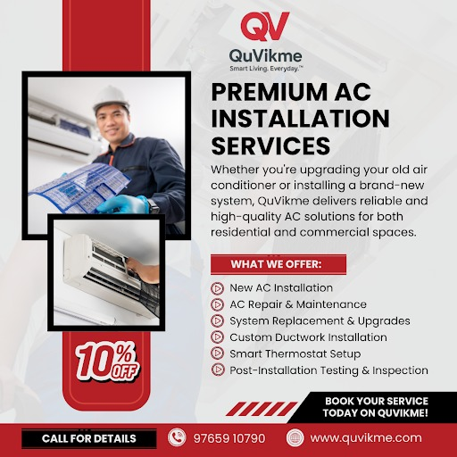 QuVikmetechS's tweet image. Stay cool with QuVikme’s premium AC installation &amp;amp; repair services ❄️

Fast, reliable &amp;amp; expert solutions for your home or business.

💥 Get 10% OFF today!

📞 97659 10790 | 🌐 quvikme.com
#ACService #ACInstallation #StayCool #HVAC #HomeServices #SummerReady