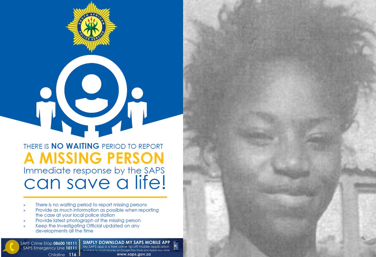 SAPoliceService's tweet photo. RT #sapsGP #SAPS Elsburg is seeking public assistance in locating a #missing teen. Sheila Samuel, aged 15, was reportedly last seen on 16/03, when she left her home without informing anyone. At the time of her disappearance, she was wearing blue jeans, a blue T-shirt and orange crocks. Anyone with information on her whereabouts is requested to contact the Investigating Officer, Sgt Mashinini at 011 907 9148. #CrimeStop #MySAPSApp ME
https://t.co/1Sg4GFJeOb