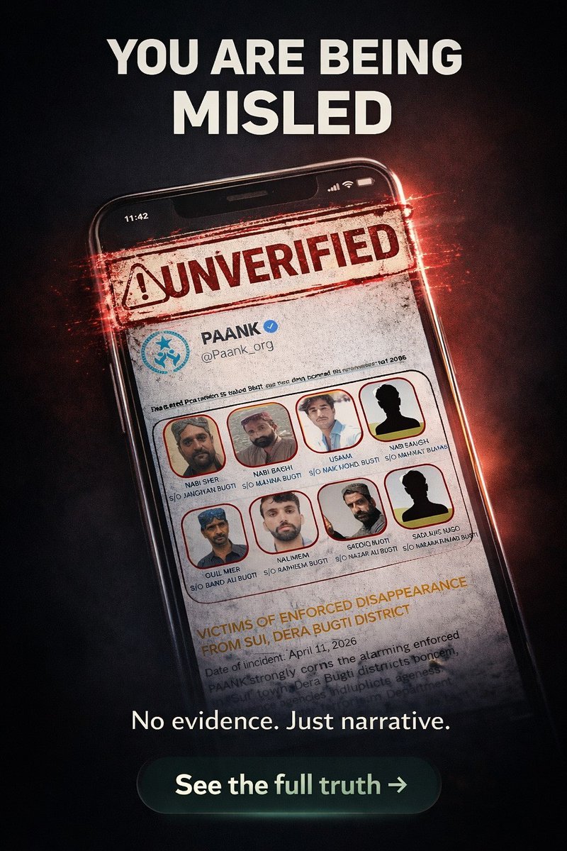 Fajarhere22's tweet image. This alleged human rights report is just propaganda fueled by unsubstantiated allegations. In Sui and Dera Bugti, militants hide and are falsely reported “missing” to smear the state. Security actions focus on threats, not people. #Misinformation #BalochistanFacts