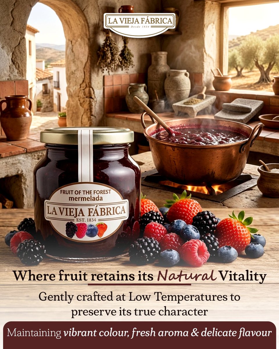 LVFIndia's tweet photo. Where fruit stays true. 
Slow-crafted to preserve real colour, aroma, and flavour.
Since 1834, La Vieja Fábrica brings authentic fruit to every spoon.

https://t.co/PpKcFI7GQM

#LaViejaFabrica #PremiumPreserves #RealFruit #ArtisanalFood #GourmetLiving #LuxuryFood #Excellence https://t.co/OVi82apllp