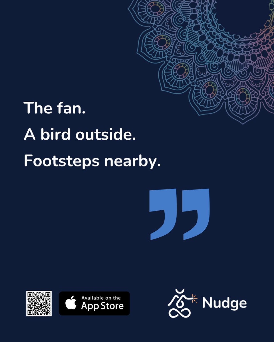 simplenudge's tweet image. Sounds do not wait for attention.
They continue, softly and steadily, until we return to hear them.

Nudge is a gentle reminder to pause and listen.

Download Now: apps.apple.com/us/app/your-nu… 

#mindful #nudge #mindfulness #meditation #mindful