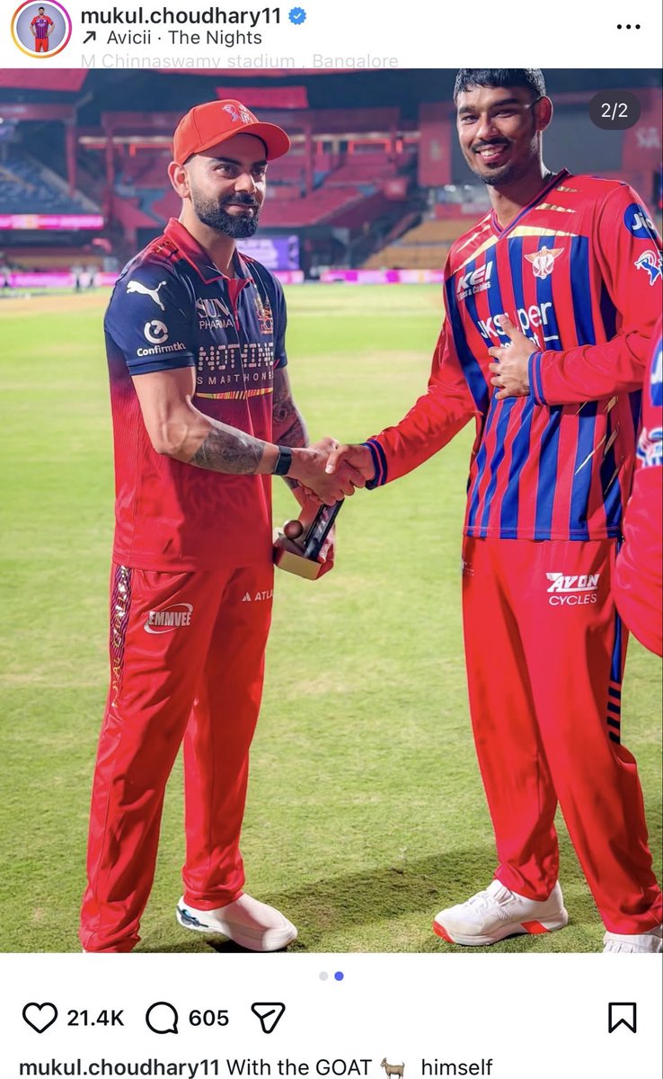 Mukul Choudhary’s Instagram post ‘with the GOAT himself’.