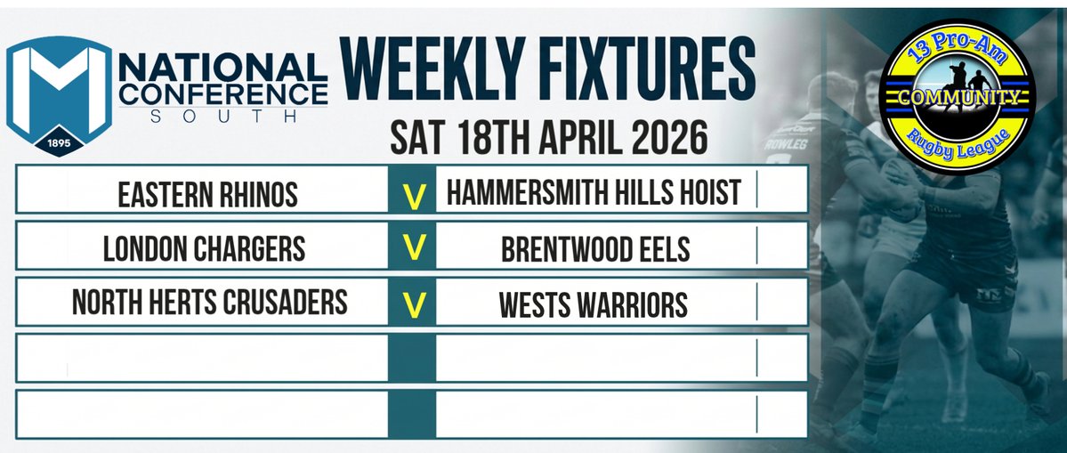 Ste_BeechRL's tweet image. Catch the thrilling matchups: Eastern Rhinos vs London Chargers and North Herts Crusaders vs Wests Warriors at Hammersmith Hills Hoist. #RugbyAction #MatchDay #SportsEvent
