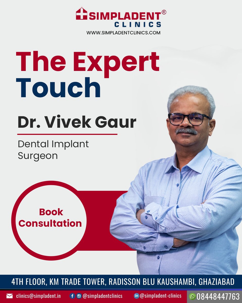 SimpladentC's tweet photo. The Expert Touch for Your Smile! ✨

Restore your confidence and oral health with the precision of an expert. Dr. Vivek Gaur, a renowned Dental Implant Surgeon at Simpladent Clinics, is dedicated to providing world-class dental care tailored to your needs. https://t.co/RPBMBHArZi