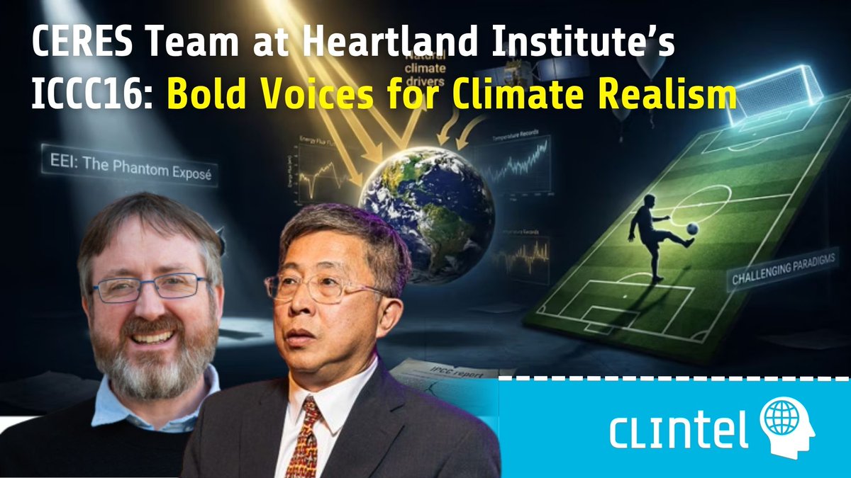 ClintelOrg's tweet image. At #ICCC16, the CERES team (Willie Soon &amp;amp; Ronan Connolly) takes apart climate orthodoxy: models diverge from reality, risks are overstated, and CO₂ is driving global greening. The policy foundation is weak. 
👉clintel.org/ceres-team-at-…
#climate #science #ICCC16