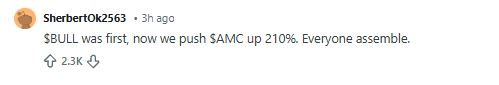 RlchGazz's tweet photo. r/wallstreetbets has been going viral again for pumping and dumping stocks, companies like $BULL have seen a 200% pumps in the last few days. 

The next stock they're saying is going for a 200% pump is $AMC. 

Therefore we should turn it into a memecoin. https://t.co/PPAXNYtfBW