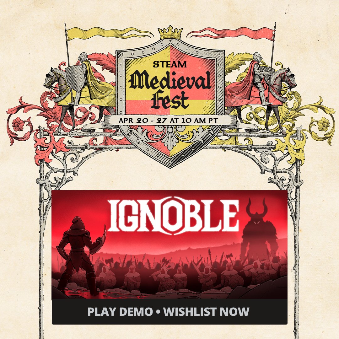 RETROMAGINE's tweet photo. 🩸IGNOBLE is coming to Steam Medieval Fest!🩸
April 20 - 27
Play Demo - Wishlist Now
https://t.co/WieAmGECnv
#IGNOBLE #Steam #IndieGame #Demo https://t.co/yymS59KdtO