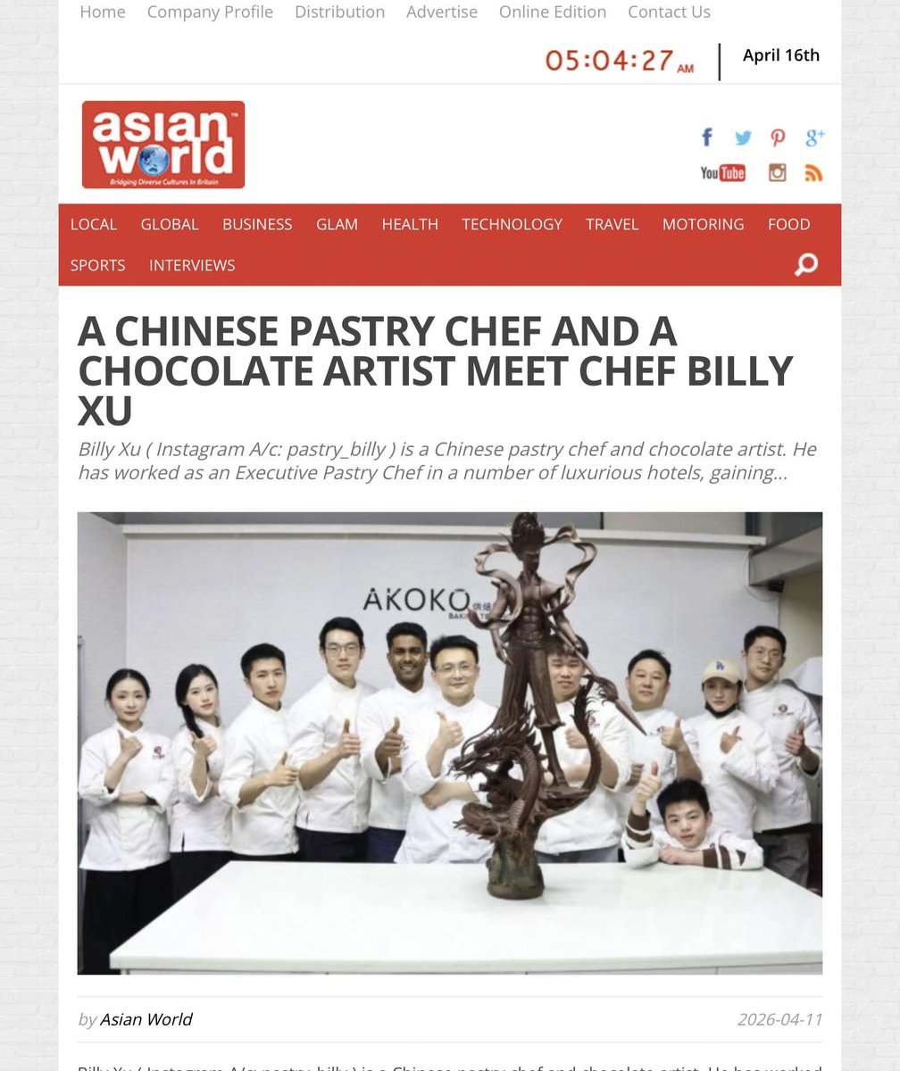 mohd_ridakhan's tweet image. My food article: An interview with a Chocolate Artist Chef Billy from China for @AsianWorldNews Newspaper Birmingham UK. Please read his full interview on the newspaper website.
#food #chef #cheflife #aviationauthor #foodie