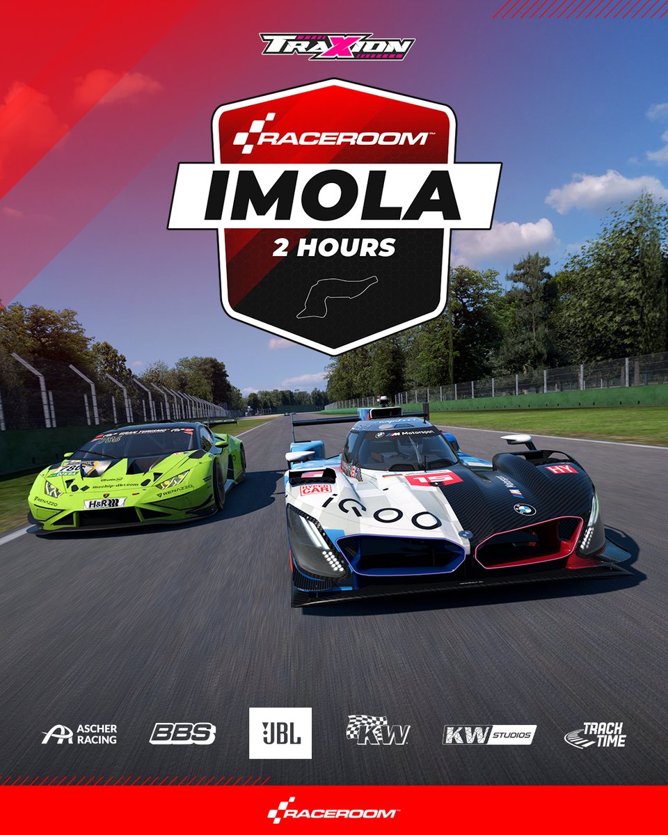raceroom's tweet image. Imola is calling 🇮🇹

Our next Special Event is set: 
LMDh + GT3 for 2 hours of multi-class racing.

📅 April 25
📝 Registration opens April 24
🎥 Live with @TraxionGG 

Time to pick your class and get ready.

#RaceRoom #Simracing