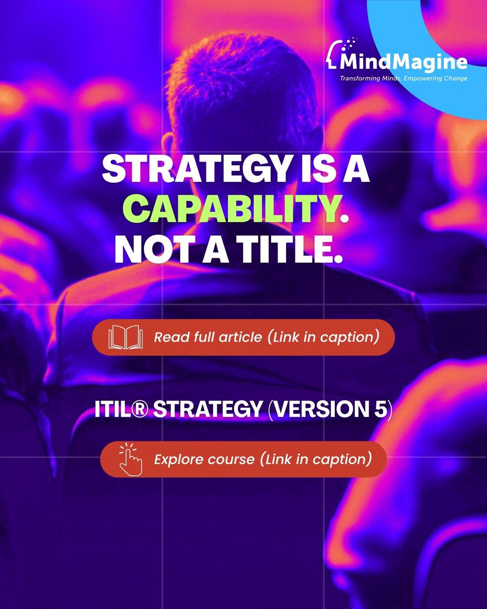 MindMagine's tweet image. Strategy isn't a C-suite capability.  It's a gap in every manager who was handed an implementation plan and told to "just execute."

Article→ itil.com/Itil-News-and-…
ITIL® Strategy certification (HRDC claimable)→ mindmagine.com/education-solu…

#ITIL  #MindMagine #HRDCclaimable