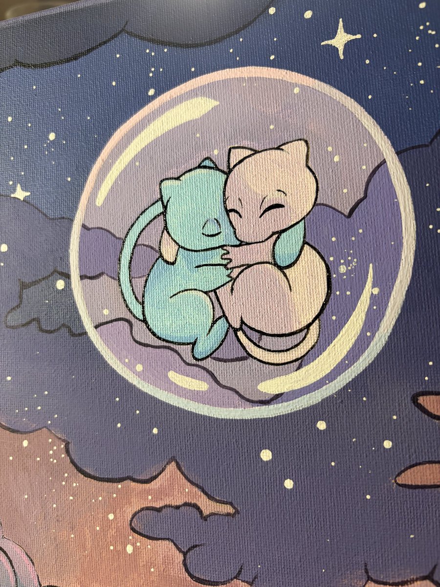 Charebear2002's tweet photo. Pokémon commissions are open! Acrylic 8x10” or 5x7” available! Dm to talk about pricing and different sizes. 
#pokemon #mew #acrylicpainting #art #pokemonart #commison #commisionsopen https://t.co/jEKz7jsZyL