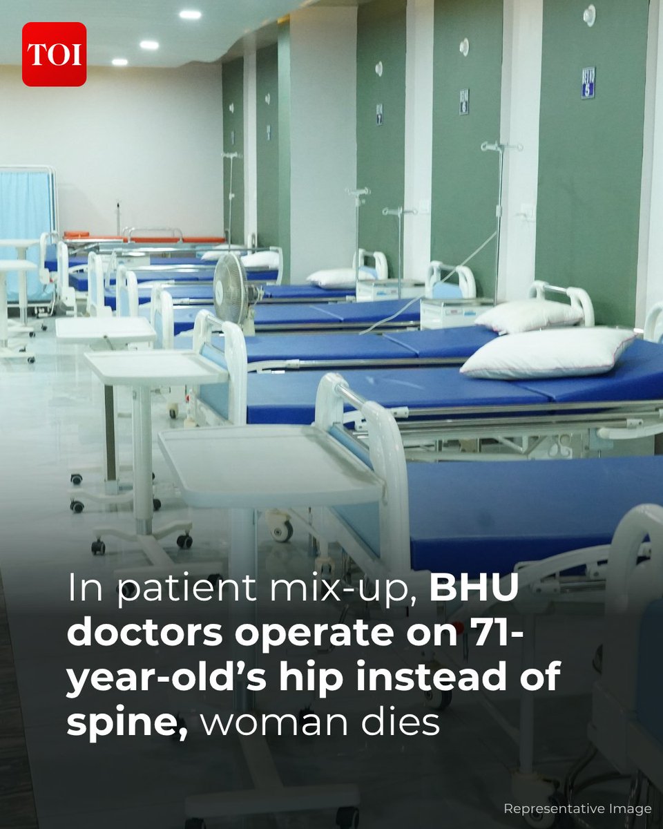 timesofindia's tweet image. #UttarPradesh | In a case of gross #medical negligence, a 71-year-old woman, who had to undergo surgery for spinal tumour was instead partially operated upon by orthopaedic doctors of BHU trauma centre following misidentification of patients.

More details