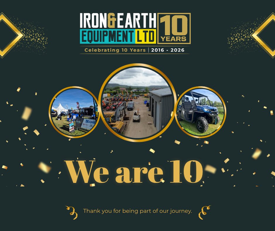 IronEquip's tweet photo. Today marks a special milestone for us 🎉🥳
On 16th April 2016, Iron &amp; Earth started out in an office at Barry's home. Fast forward 10 years, we’re proud to now have a team of 18 hardworking people and over 200 machines in stock.

#IronandEarth #10thBirthday #Weare10 #Anniversary https://t.co/sPwAag8wGs