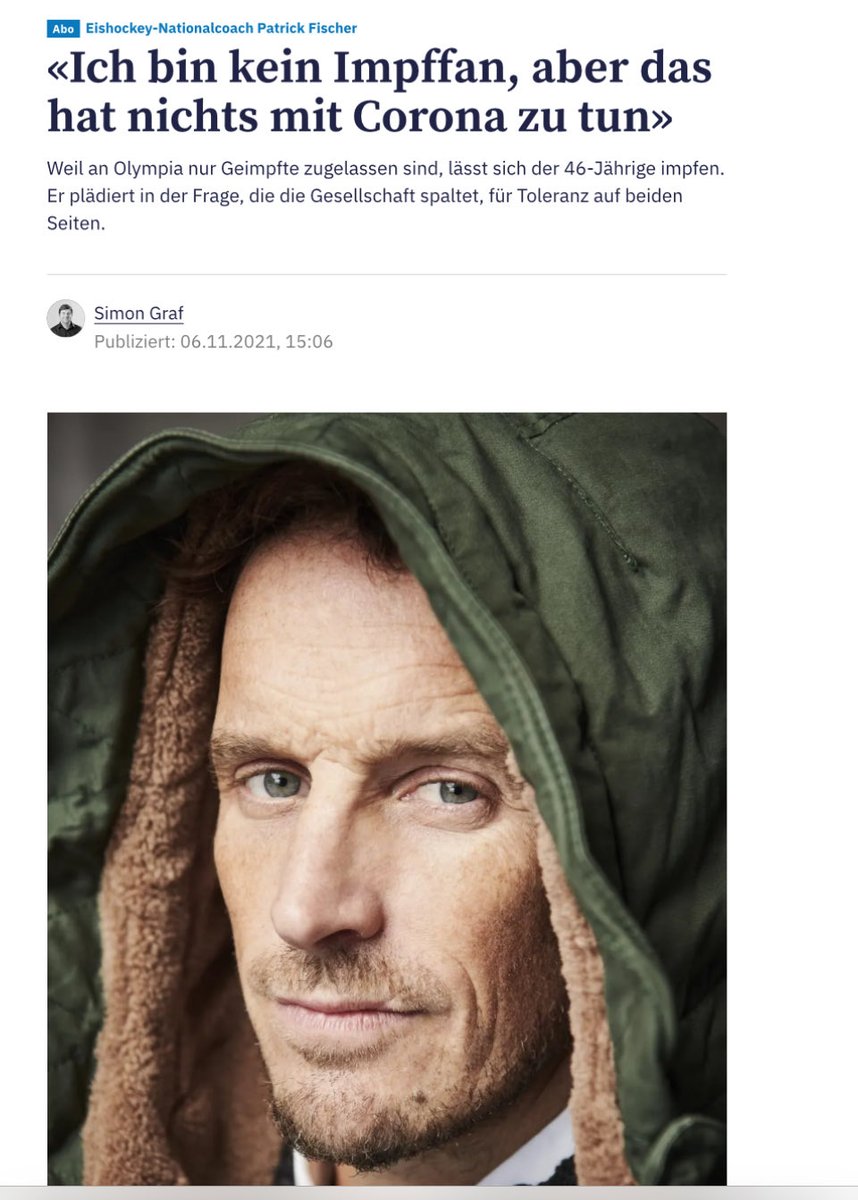 Quo_vadis_BRD's tweet photo. 1/ Ideologisches Exempel statuiert? 

@SRF STELLT VIA HEXENJAGD GENERELLEN IMPFSKEPTIKER KALT!

Die Causa um den Schweizer Eishockey-(Ex-)Nationalcoach Patrick Fischer ist größer, als sie aussieht. 

Es geht nicht nur um ein gefälschtes Impfzertifikat, für das er längst verurteilt wurde:

Via Interview mit dem Tagesanzeiger am 06.11.21 gab Patrick Fischer zu verstehen:

„Ich bin kein Impffan, aber das hat nichts mit Corona zu tun.“