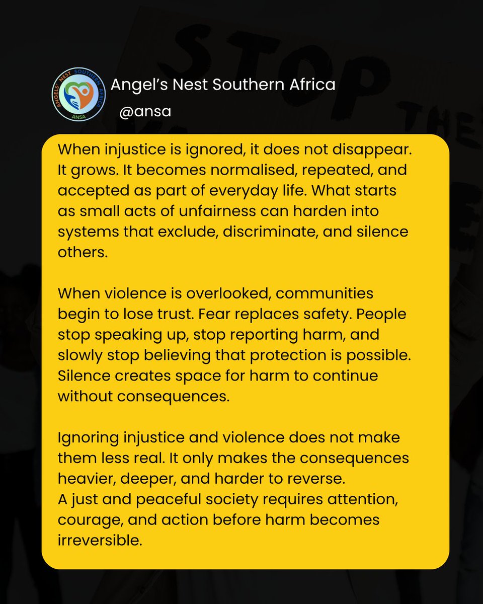 AngelsnestSa's tweet photo. Ignoring injustice and violence does not make them less real. It only makes the consequences heavier, deeper, and harder to reverse. https://t.co/m20oiwxLTJ