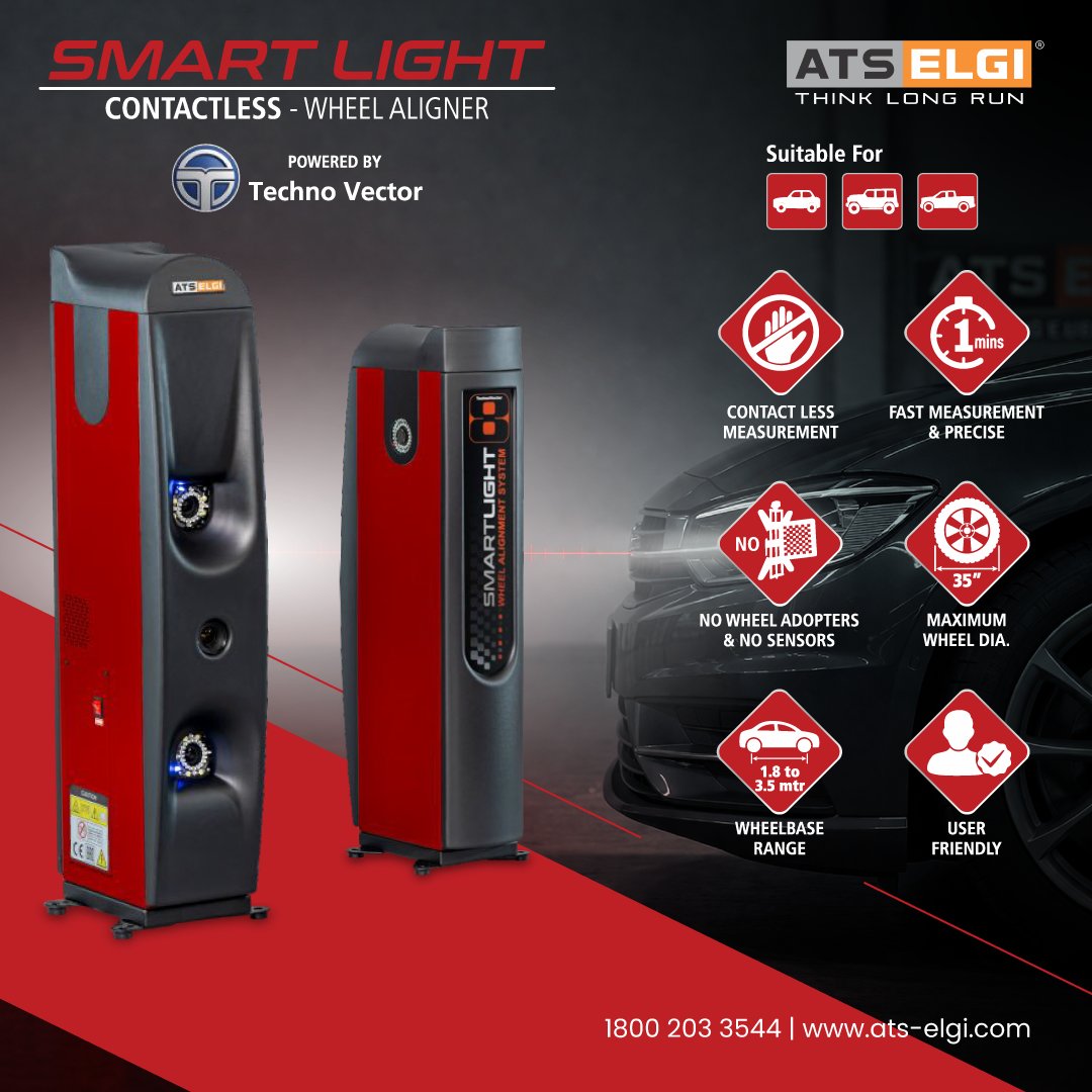 AtsElgiLtd's tweet image. Discover #ATSELGI’s SMART LIGHT Contactless Wheel Aligner — delivering fast, accurate measurements in just minutes with no wheel clamps, no sensors, and maximum ease.

Smarter alignment for modern workshops.

#WheelAlignment #SmartLight #GarageEquipment #AutomotiveInnovation