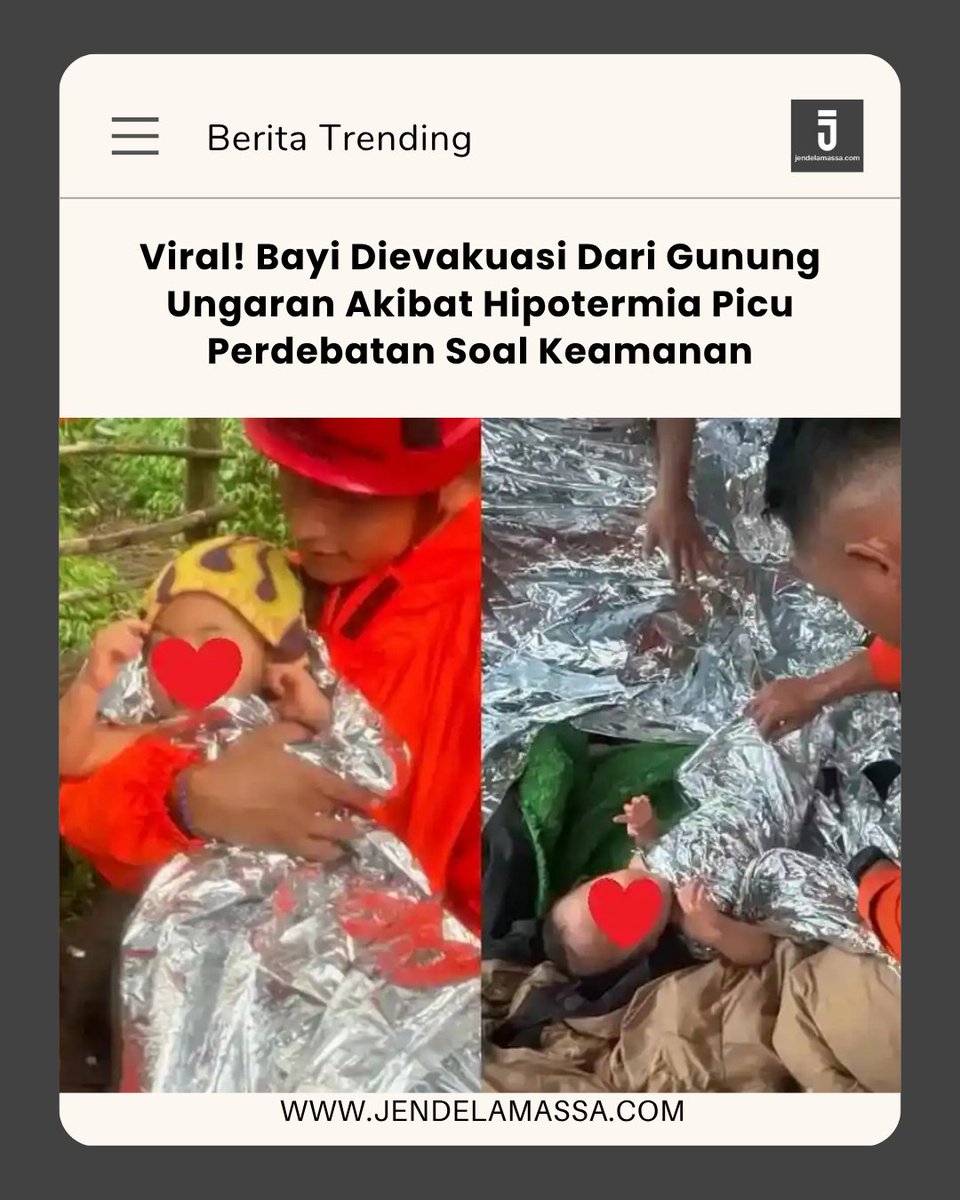 JendelaMassa's tweet image. Pendakian di Gunung Ungaran yang melibatkan bayi 1,5 tahun viral usai evakuasi dramatis oleh tim SAR.

🔗 Baca selengkapnya : jendelamassa.com/insiden-pendak…

#pendakian #pendaki #bayi #evakuasi #gunungungaran #hipotermia We Are One FH UI Dendam Mbappe