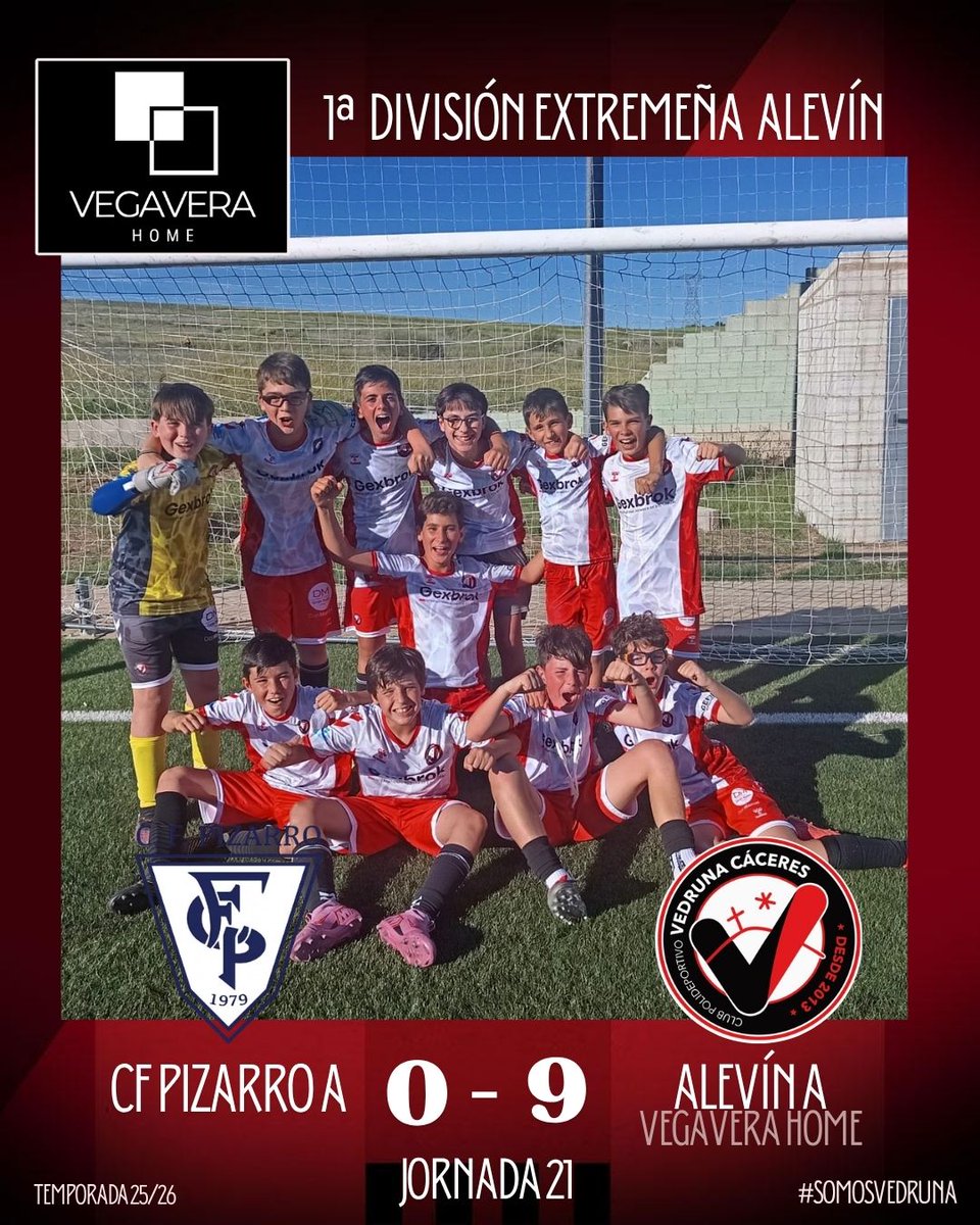 ⚽🔥 ¡EXHIBICIÓN DE NUESTRO ALEVÍN A! 🔥⚽
Victoria contundente en Mérida por 0️⃣-9️⃣ frente al CF Pizarro A 💪💥
🏆 Con este resultado, nuestro equipo se clasifica para el Campeonato de Extremadura, asegurando el 4º puesto a falta de una jornada 👏