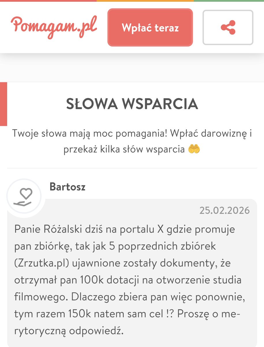 <a href="/RozalskiKamil/">Kamil Różalski Video Polish & Proud🇵🇱</a> Panie Różalski, może najpierw Pan odpowie na zadawane panu pytania a dopiero po raz kolejny rozpocznie zbieranie pieniędzy? Tak byłoby uczciwie.
