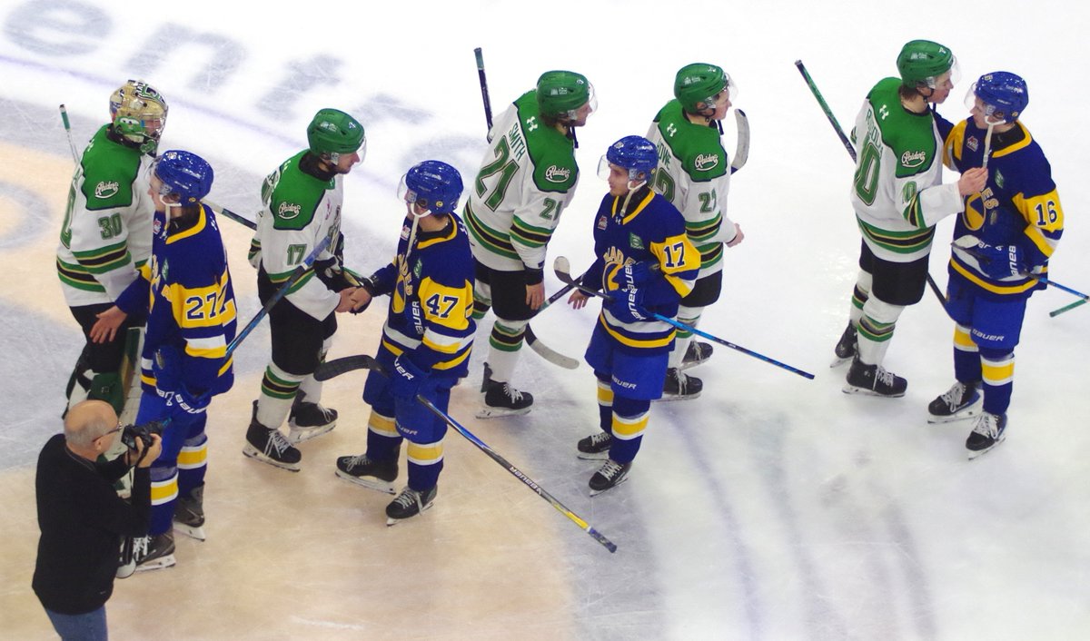 StanksSports's tweet image. Make the final: #PrinceAlbert #Raiders 5, #Saskatoon #Blades 3. Raiders hold 30-26 edge in shots on goal. Raiders take Game 4 of #WHL Eastern Conference Semifinal Series. Raiders sweep best-of-seven series 4-0. #WHLPlayoffs. #CHL.