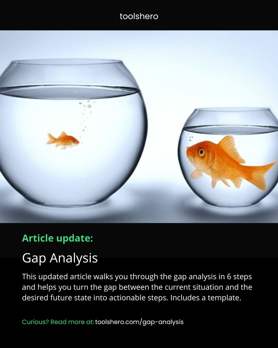 ToolsHero's tweet image. Updated: gap analysis. Map current vs desired state with a clear 6 step method. Includes a template and tips to turn results into actions.
 toolshero.com/project-manage…
#gapanalysis #projectmanagement #processimprovement #changemanagement  #actionplan #continuousimprovement