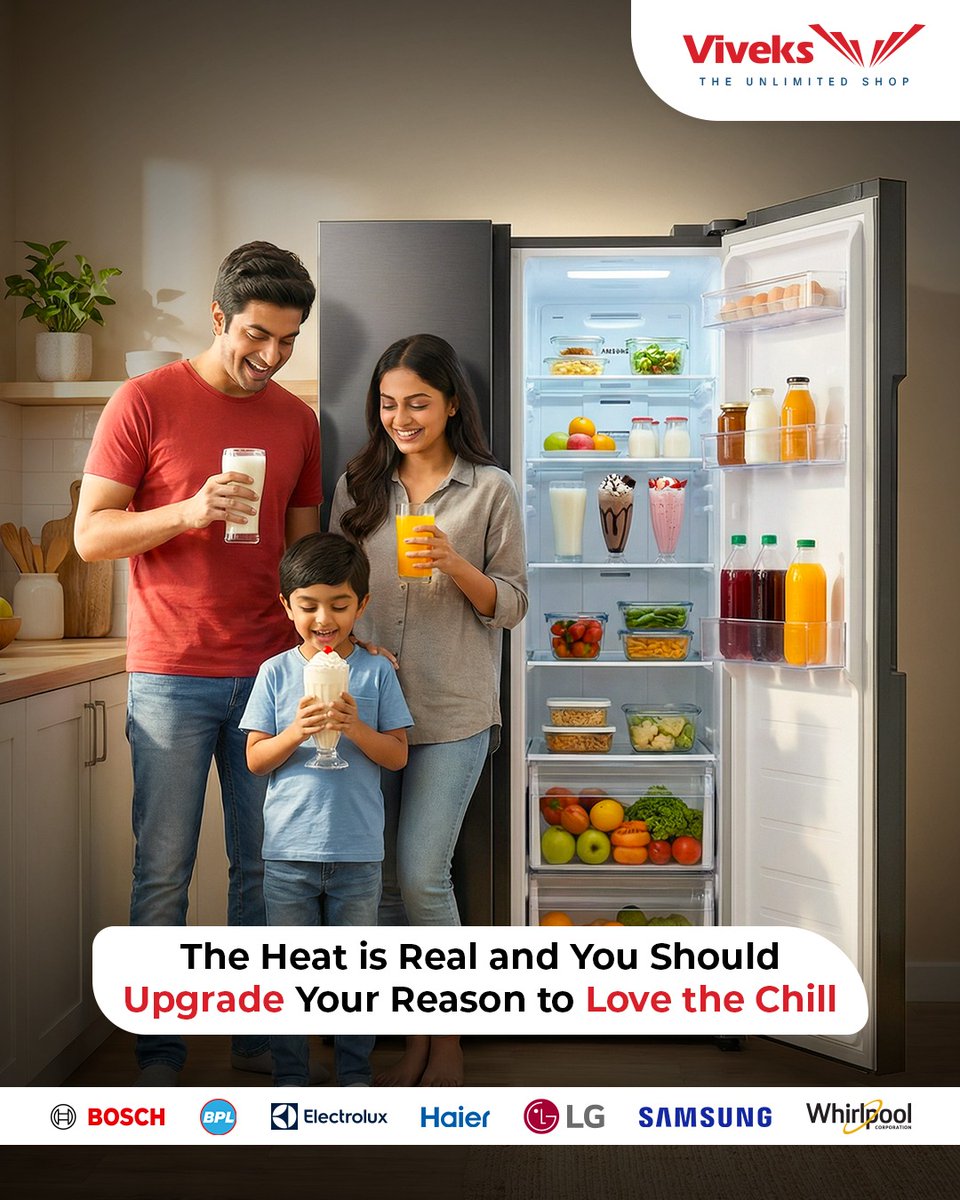 viveksindia's tweet image. The heat is on, and the cravings are real! ☀️🍦
From smart cooling to massive storage, upgrade your kitchen with the best brands and beat the heat in style!

📍 Visit your nearest Viveks store

#Viveks #SummerEssentials #BeatTheHeat #SmartAppliances #UpgradeYourLife