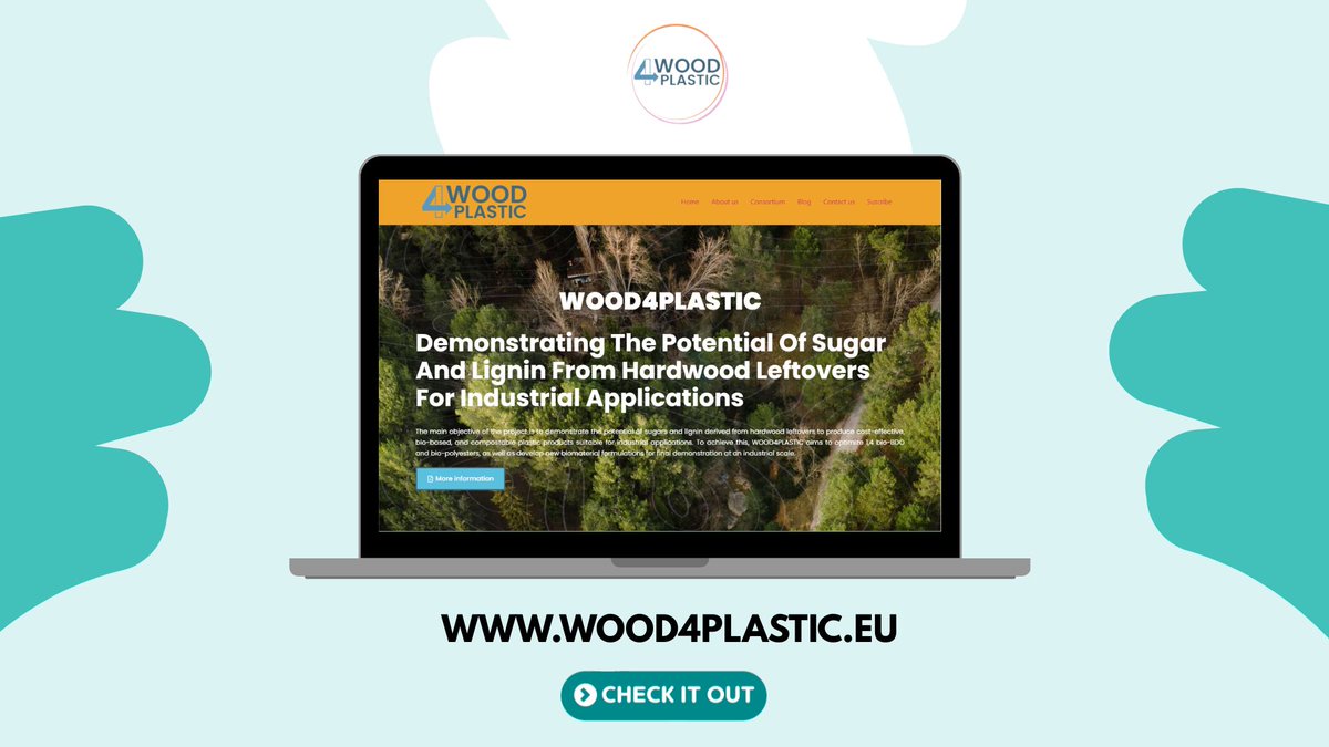 WOOD4PLASTIC's tweet photo. 🌱 Keep learning about what #WOOD4PLASTIC is building

We’re unlocking the potential of wood residues and turning them into bio-based plastics for a more circular future.

Explore our approach, technologies, partners &amp; results 👉🏻 https://t.co/dJG0wx57dS

#Bioplastics #Sustainable https://t.co/UxBNhJEZjo