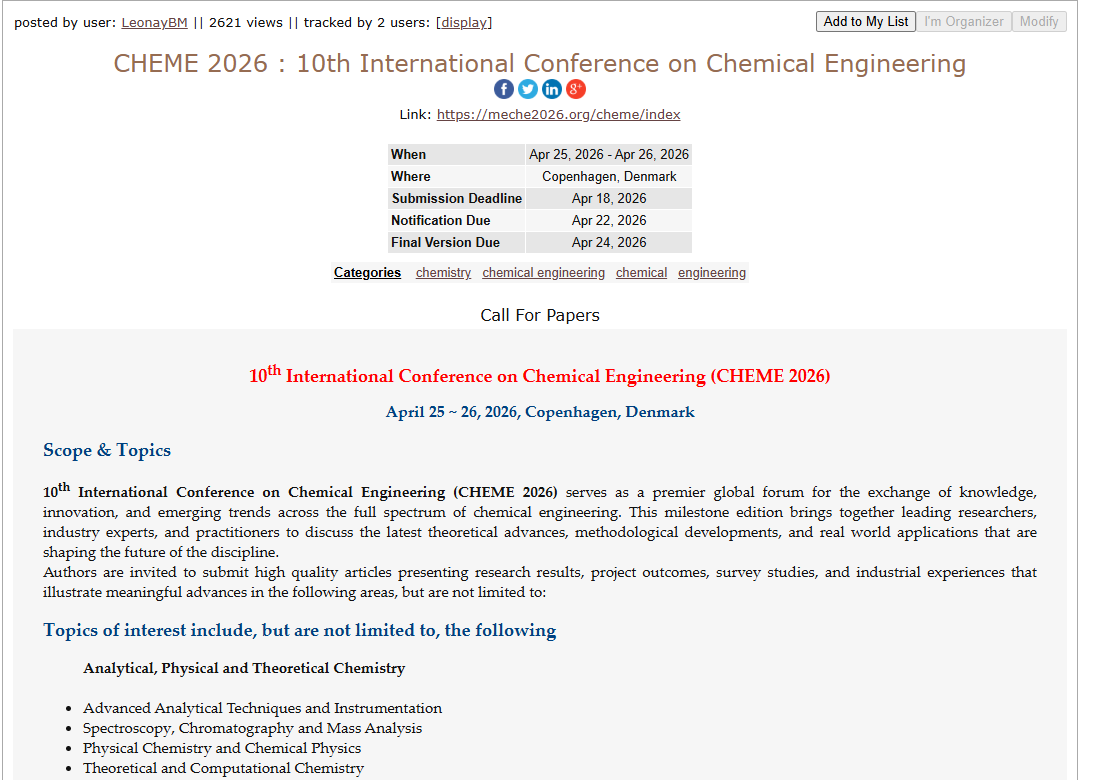 ChemeConfe35295's tweet photo. Contact Us: cheme@meche2026.org or chemeconference@gmail.com https://t.co/2JLdbhgIll