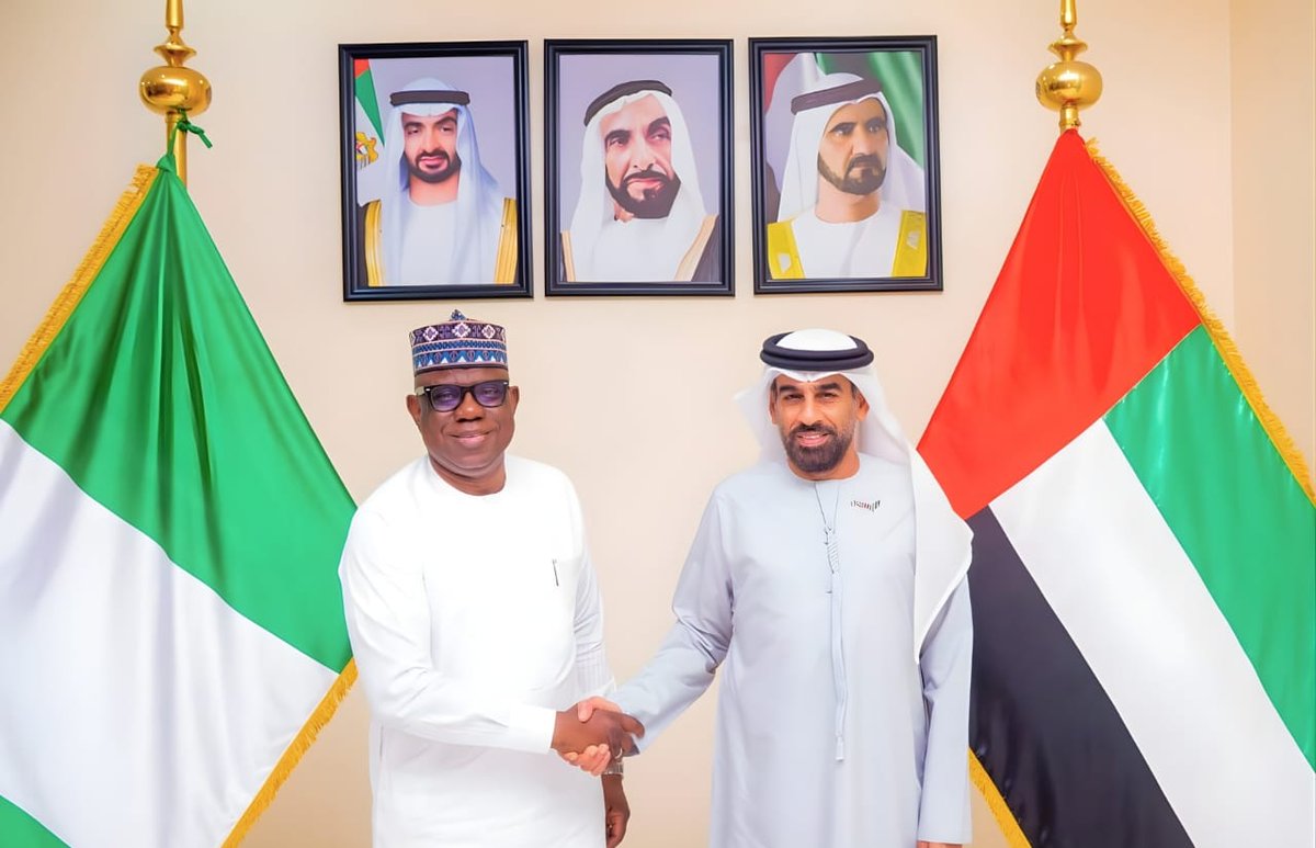 BUKARMI_'s tweet photo. PHOTO NEWS:
Nigeria, UAE Set to Advance Energy Cooperation

Earlier today in Abuja, the Group Chief Executive Officer of @nnpclimited , Engr. @BBOjulari , paid a visit to the United Arab Emirates (UAE) Ambassador to Nigeria, H.E. Salem Saeed Al Shamsi, at the UAE Embassy. https://t.co/iQey2vgbY0