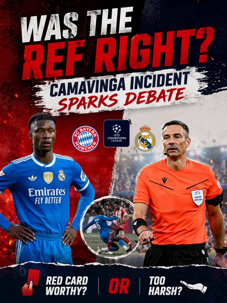 Jejesports_'s tweet image. Be honest… 👀
Was that a clear red on Eduardo Camavinga or the ref got it wrong?
👇 Drop your verdict: YES or NO #redcard #madrid