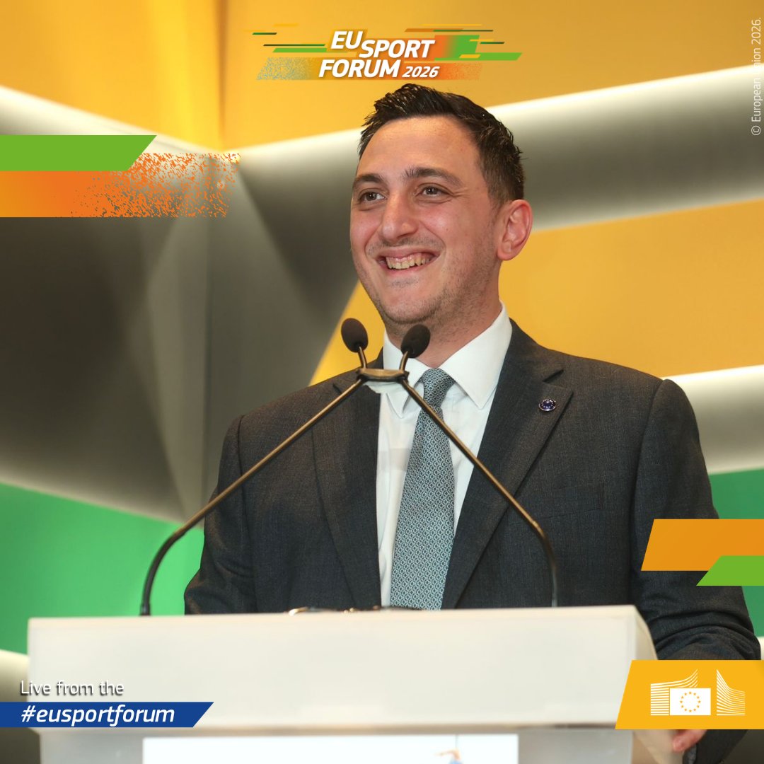 EuSport's tweet photo. 🎙️Commissioner @GlennMicallef opens Day 2 of the #EUSportForum! 

On the agenda: sport's role in addressing Europe's inactivity crisis, reinforcing the European Sport Model and the vision for sport's future in Europe. 

📺 Watching live? We are. Join us: https://t.co/lXUkyFbJBk https://t.co/nT9bDzjIvW